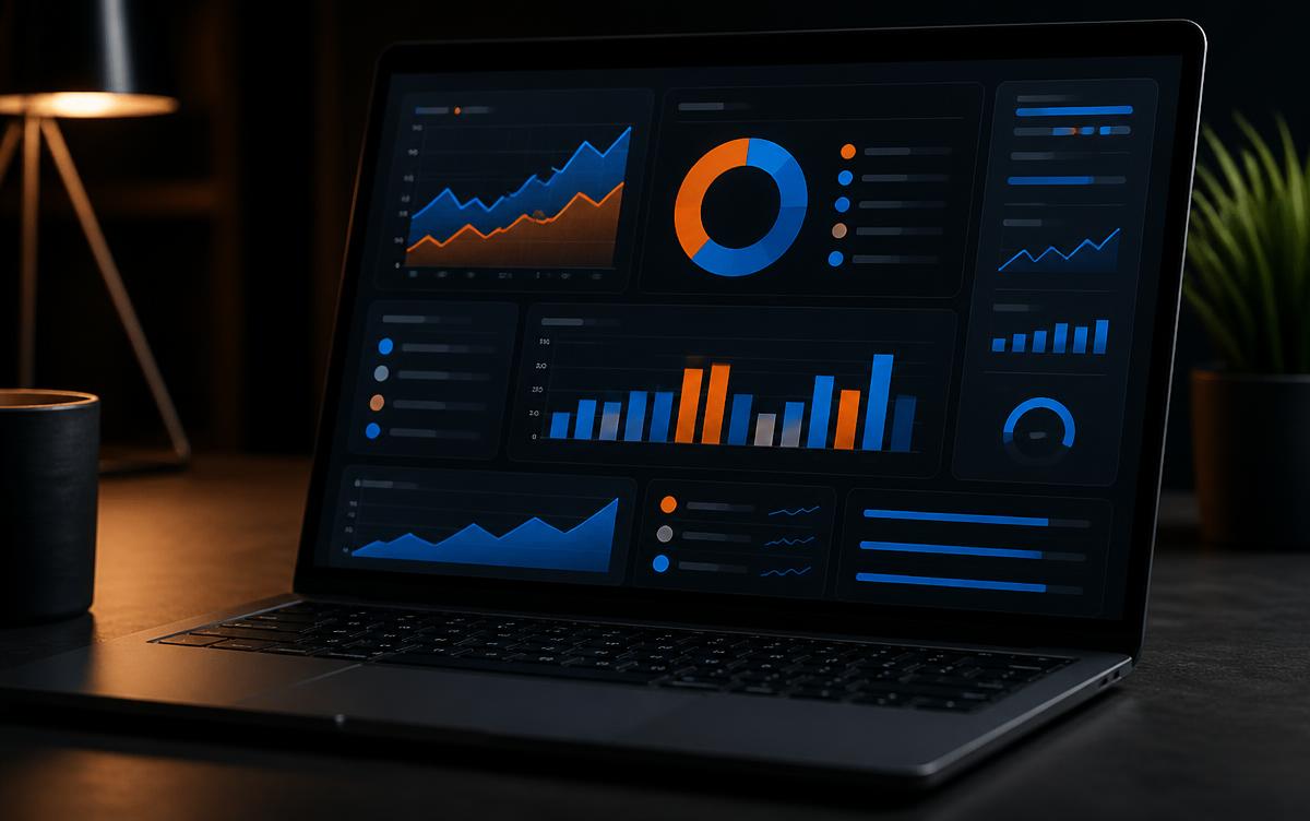 Painel de métricas de campanhas em um notebook